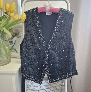 Black Sequin Women's Vest Size Large